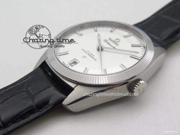 0721 Globemaster Master Chronometer SS V6F Best Edition White Dial On Black Leather Strap A FastDry 8269
